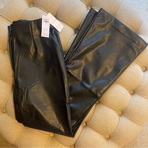 Abercrombie & Fitch Curve Love Vegan Leather Slim Flare Pant
